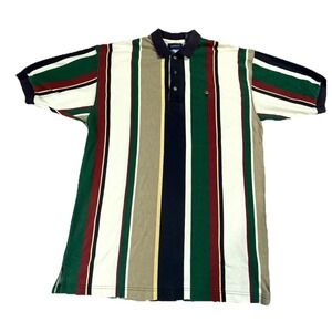 Vintage Gant Polo Shirt Mens Large Multicolor Striped 100% Cotton Short Sleeve